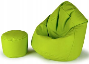 ShopJK Fotoliu puf cu suport pentru picioare din piele ecologică verde