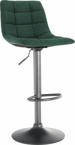 Scaun bar LAHELA, verde/negru, stofa clasica/metal, 44x50x91/112 cm