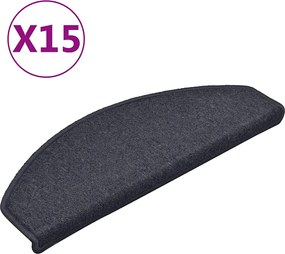 vidaXL Covorașe pentru scări, 15 buc., 65x24x4 cm, gri închis și albastru, semirotunde, mari