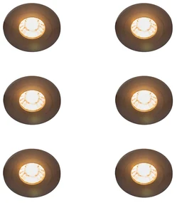 Set de 6 spoturi încastrate moderne negre rotunde IP44 - Xena
