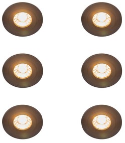 Set de 6 spoturi încastrate moderne negre rotunde IP44 - Xena