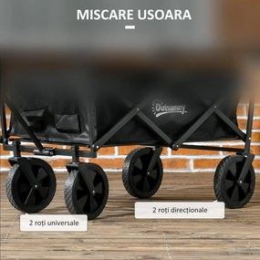 Outsunny Cărucior Pliabil de Exterior cu Copertină Detașabilă, Rezistent pentru Grădină și Camping, cu Maner Telescopic | Aosom Romania