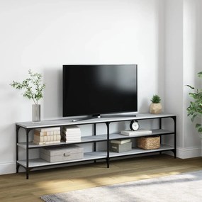 Comoda TV, gri sonoma, 180x30x50 cm, lemn prelucrat si metal