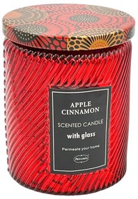 Lumanare parfumata APPLE CINNAMON, pahar sticla capac metalic, 7x9 cm