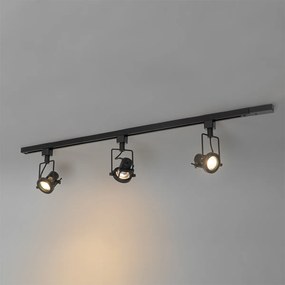 Sistem de șine industrial cu 3 spoturi monofazate negru - Suplux
