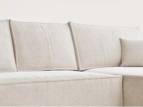 Colțar crem extensibil/cu spațiu de depozitare cu tapițerie din chenille (cu colț pe partea dreaptă/cu șezlong) Maze – Maison de Rêve