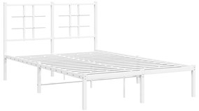 355607 vidaXL Cadru de pat metalic cu tăblie, alb, 120x190 cm
