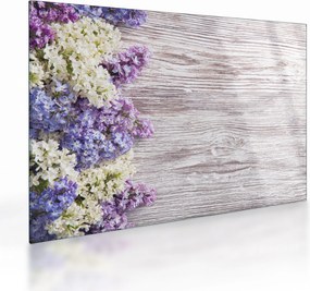 Tablou pe sticlă - Liliac pe lemn (70x50 cm)