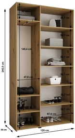 Dulap de haine 120 cm Carmela 50-4 (alb + Auriu). 1126818