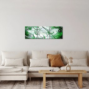 Tabloul abstract verde (cu ceas) (90x30 cm)