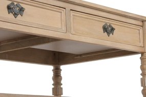 Măsuță de cafea din lemn masiv de mango, finisaj natural maro, 2 sertare și poliță inferioară, 110 x 60 x 45 cm, „Classic"