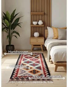 Covor tip traversă roșu reversibil, țesut manual din lână 60x190 cm Kamal Kian – Nouristan