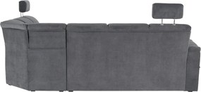 Colţar extensibil, material textil gri, model stânga, SANTIAGO