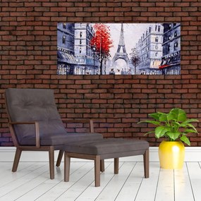 Tablou - Străzi din Paris, pictură în ulei (120x50 cm)
