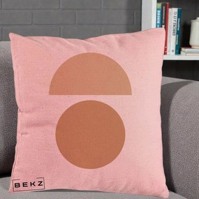 Perna Decorativa Geometric Minimalist Auriu, 40x40 cm, Roz, Husa Detasabila, Perna Inclusa, BEKZ®