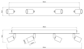 Spot DREW 4xGU10/35W/230V negru/alamă Globo 57998-4B