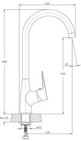 Baterie de chiuvetă Aqualine LOTTA crom lucios
