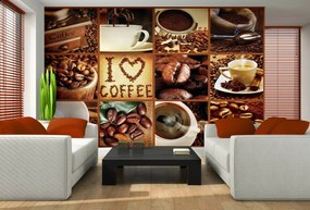Fototapet - I love coffee - colaj (254x184 cm), în 8 de alte dimensiuni noi