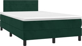 vidaXL Pat box spring cu saltea, verde închis, 120x190 cm, catifea