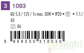 Spot directionabil, incastrabil crom satinat, diam.8,6cm, Spot relight 1093 RX