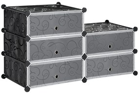 HOMCOM Mobilier de depozitare pentru pantofi modular 6 cuburi dreptunghiulare empilabile - negru | Aosom Romania