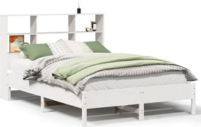 vidaXL Cadru de pat fără saltea, alb, 120x200 cm, lemn masiv pin