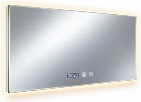 Oglinda baie, Multifuncțională, Iluminare LED Touch, Intensitate reglabila, Ceas încorporat, Sistem Dezaburire, 100x60 cm