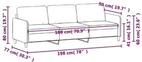 Canapea cu 3 locuri, gri deschis, material 180CM catifea Gri deschis, 198 x 77 x 80 cm
