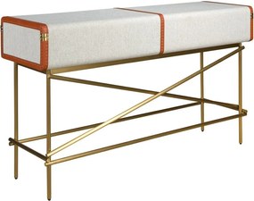 Consola LUX design italian, Tesatura gri deschis, Piele, Metal Golden