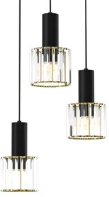 Lustră pe cablu CRISTAL 3xE27/60W/230V neagră
