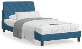 3207909 vidaXL Cadru de pat cu tăblie, albastru, 100x200 cm, catifea