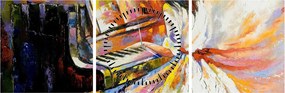 Tablou - Femeia cântând la pian (cu ceas) (90x30 cm)