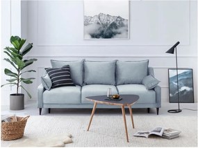 Canapea extensibilă cu 3 locuri și spațiu de depozitare Mazzini Sofas Freesia, albastru deschis, 215 cm