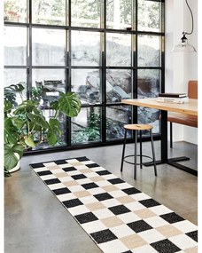 Covor tip traversă pentru interior și exterior negru/crem 70x160 cm Pix Black Vanilla – Pappelina