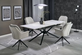 Masa extensibila Vitorino marmura alba/negru L160-220 cm