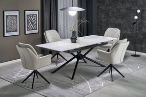 Masa extensibila Vitorino marmura alba/negru L160-220 cm
