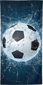 Prosop XXL de plaja cu uscare rapida GOALIX albastru-alb 150 x 210 cm, 100% microfibra