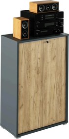 Dulap RIOMA NEW TYP 09, gri grafit/stejar artisan, DTD laminat, cu 2 u