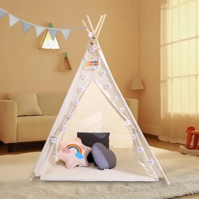 Jurhan Cort tip teepee pentru copii JULIUS, 120x120x160cm, alb/gri