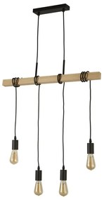 Lustra din lemn cu 4 pendule design rustic Woody