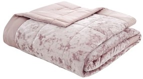 Cuvertură roz matlasată din catifea pentru pat dublu 220x220 cm Crushed – Catherine Lansfield