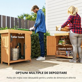 Outsunny Dulap de Grădină pentru Depozitare Unelte, Magazie Exterior cu 2 Rafturi, 74x43x88 cm, Gri | Aosom Romania