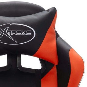 Scaun de racing cu LED RGB, portocaliu  negru, piele ecologica Portocaliu si negru, Fara suport de picioare, 1