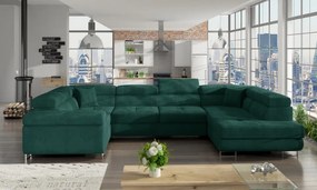 Canapea modulara, extensibila, cu spatiu pentru depozitare, 340x90x202 cm, Letto R01, Eltap (Culoare: Verde / Gri catifea)