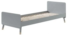 Pat Single pentru Copii, 90x200 cm, Gri (Pin Masiv și MDF) – Billy – Vipack