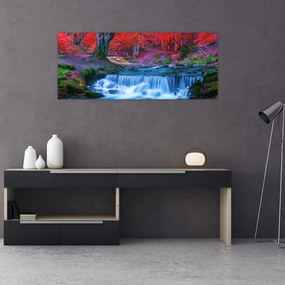Tablou - Cascada în pădurea roșie (120x50 cm)