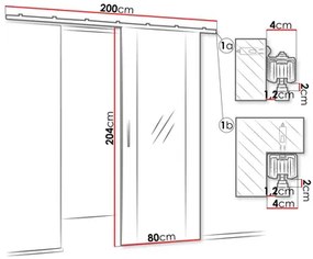 Uși culisante Kowesa 80 II (Negru) (cu oglindă). 1104672