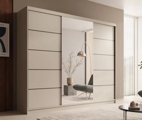 Dulap cu usi glisante si oglinda, 250x58x215 cm, Etna 250, ADRK Furniture (Culoare: Alb / Alb)
