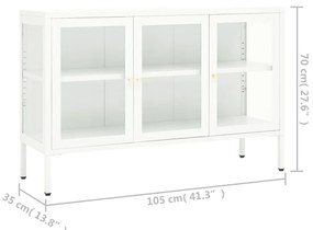 Servanta, alb, 105x35x70 cm, otel si sticla 1, Alb