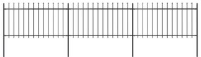 Gard de gradina cu varf sulita, negru, 5,1 x 1 m, otel 1, 1 m, 5.1 m